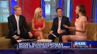 Sexy Miranda Kerr Victoria Secret Model Does Yoga Pose in Short Dress on Fox and Friends