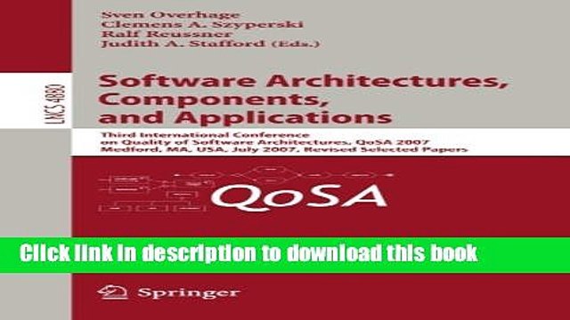 Read Software Architectures, Components, and Applications: Third International Conference on