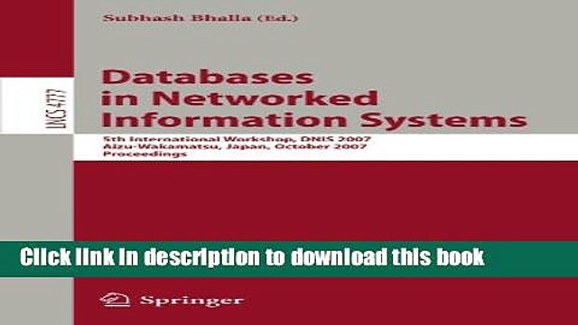 Read Databases in Networked Information Systems: 5th International Workshop, DNIS 2007,