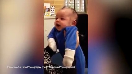 Beautiful moment baby hears for the first time