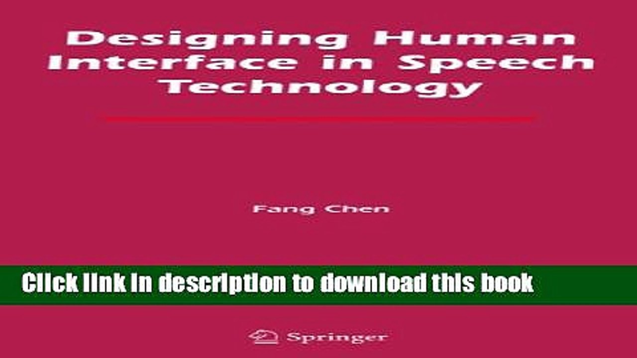 Read Designing Human Interface in Speech Technology  Ebook Free