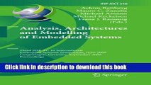 Read Analysis, Architectures and Modelling of Embedded Systems: Third IFIP TC 10 International