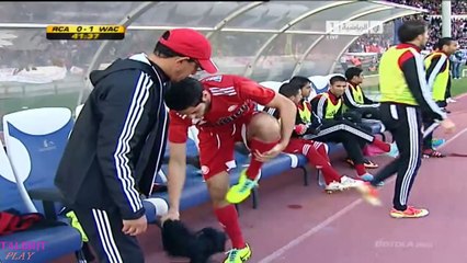 لاعب الوداد فابريس يبتلع لسانه و الاطباء ينقدونه 24/11/2013