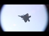 F-22 Raptor with external fuel tanks take off ! !