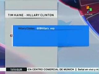 EE.UU.: Hillary Clinton elige a Tim Kaine como su compañero de fórmula