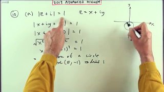 2013 SQA Advanced Higher Maths no.10 : Loci on complex plane