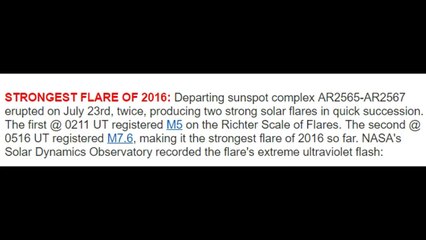 Largest Solar Flare_2016_Kill Shot to Miss Earth.