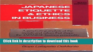 Read Books Japanese Etiquette   Ethics In Business E-Book Free