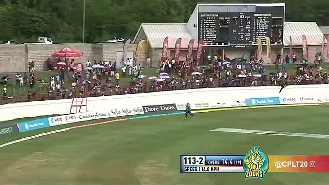 Ahmed Shehzad flying catch of Shane Watson - CPL 2016