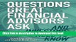 Read Questions Great Financial Advisors Ask... and Investors Need to Know  Ebook Free