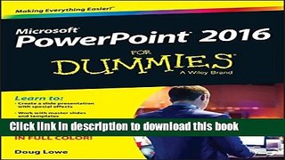 PDF PowerPoint 2016 For Dummies (Powerpoint for Dummies) Free Books