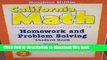 Download Houghton Mifflin California Math: Homework and Problem Solving Book, Grade 2  Ebook Online