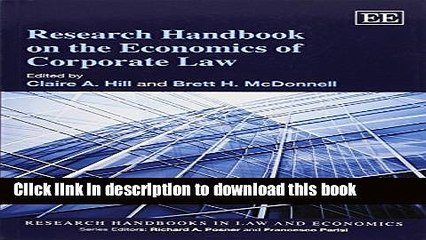 Read Research Handbook on the Economics of Corporate Law (Research Handbooks in Law and Economics