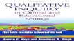 Read Books Qualitative Inquiry in Clinical and Educational Settings ebook textbooks