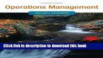 Download Operations Management (Operations and Decision Sciences)  Ebook Free