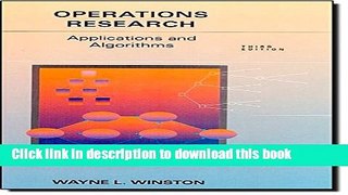 Read Operations Research Applications and Algorithms  Ebook Free
