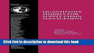 Read Quantitative Models for Supply Chain Management (International Series in Operations