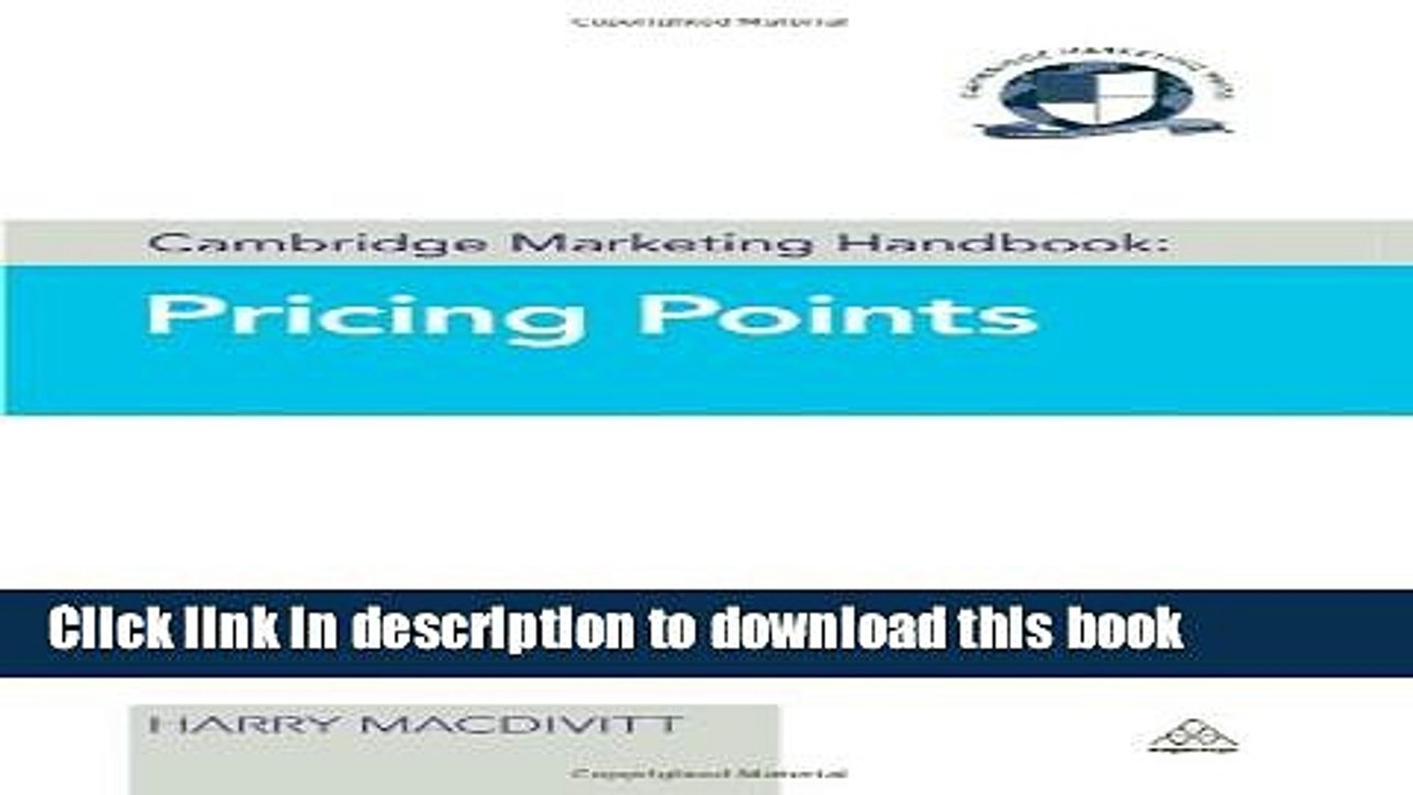 Read Cambridge Marketing Handbook: Pricing Points  Ebook Free