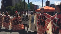 Protesters Blocked The RNC Entrance with a Wall