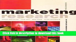 Download Marketing Research : An Applied Orientation  Ebook Free