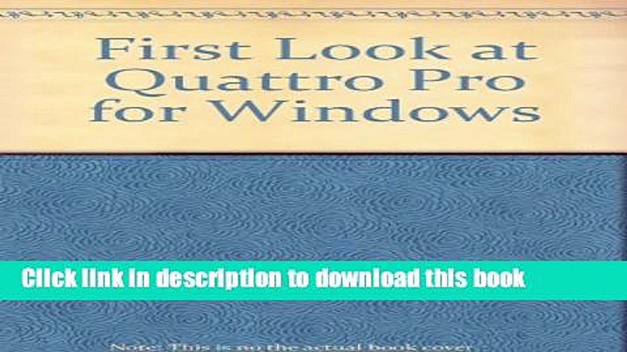 Read First Look at Quattro Pro for Windows Ebook Free