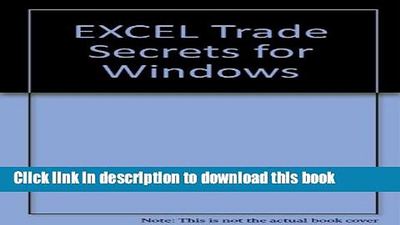 Read Excel Trade Secrets for Windows/Book and Disk Ebook Free