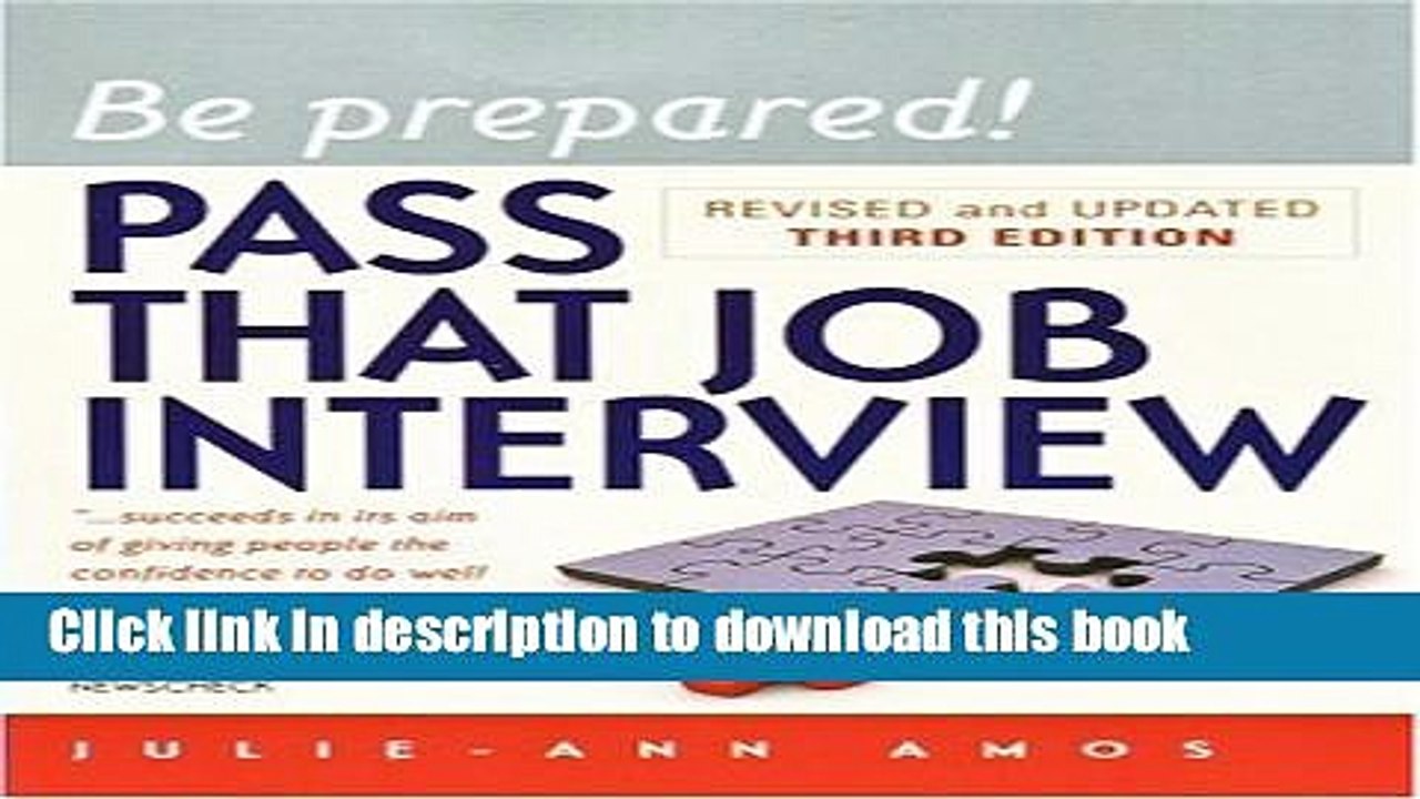 Read Be Prepared! Pass That Job Interview, 3rd edition  Ebook Free