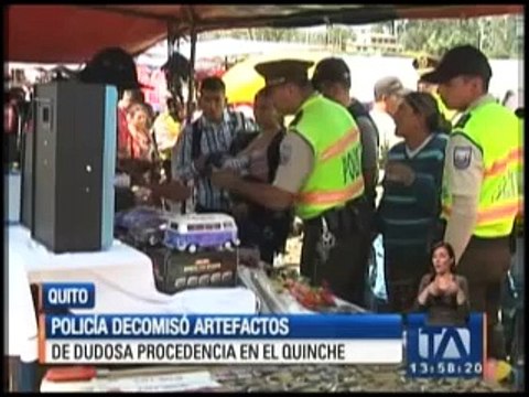 Policía decomisó artefactos de dudosa procedencia en el Quinche