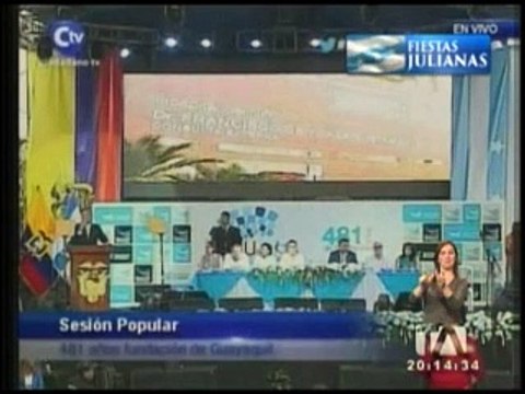 Glas encabezó sesión solemne popular por la fundación de Guayaquil