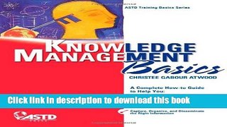Read Book Knowledge Management Basics (ASTD Training Basics Series) ebook textbooks