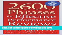 [PDF] 2600 Phrases for Effective Performance Reviews: Ready-to-Use Words and Phrases That Really