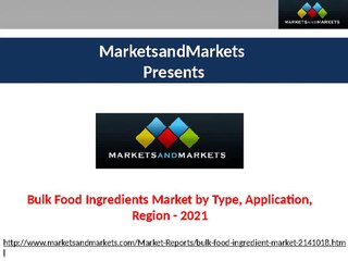 Bulk Food Ingredients Market by Type, Application, Region - 2021 | MarketsandMarkets