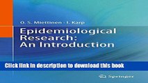 Read Epidemiological Research: An Introduction Ebook Free