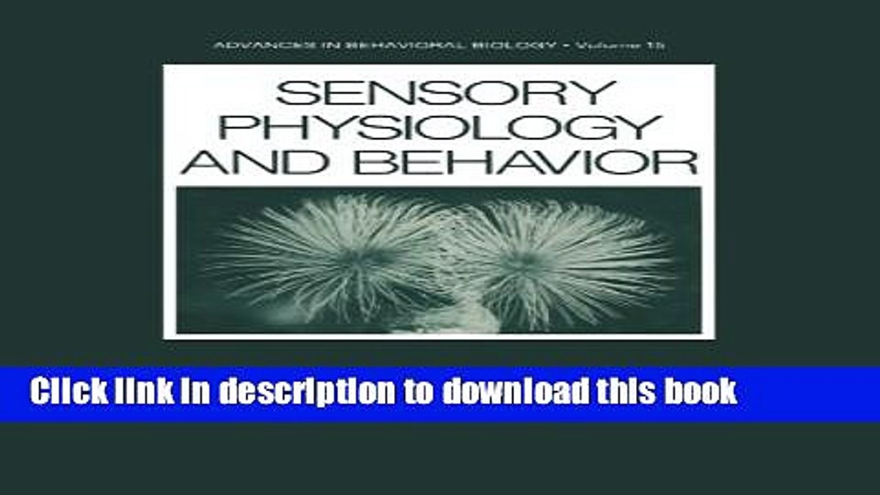 Read Sensory Physiology and Behavior Ebook Free