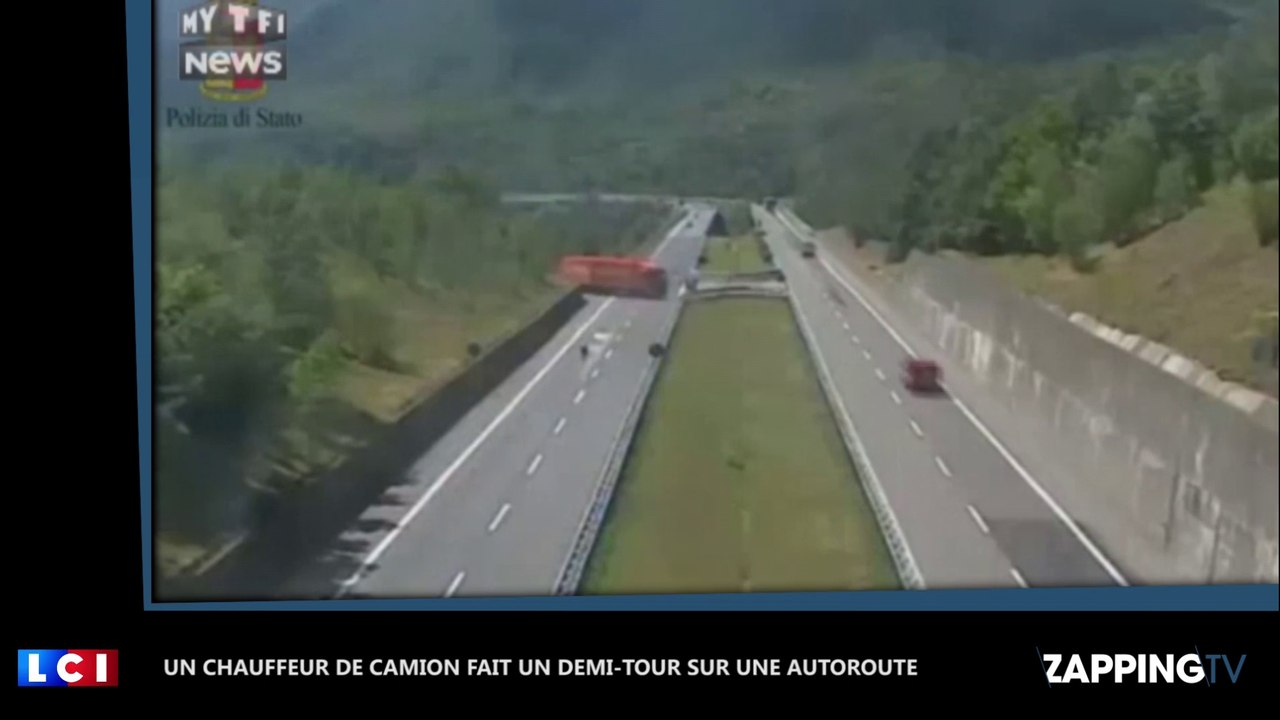 Un camion fait un demi-tour sur une autoroute, les images chocs (Vidéo)