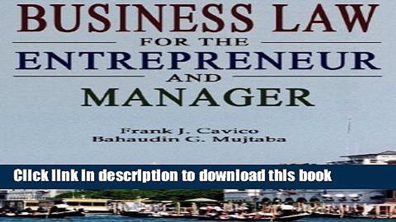 [PDF]  Business Law for the Entrepreneur and Manager  [Download] Full Ebook