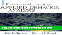 Read Research Methods in Applied Behavior Analysis Ebook Free