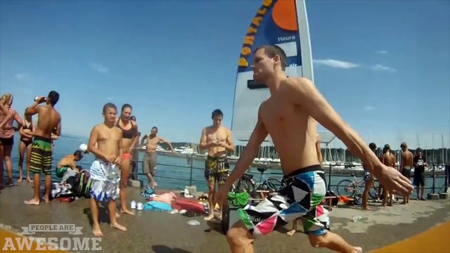 Trampoline Diving Into the Lake PEOPLE ARE AWESOME
