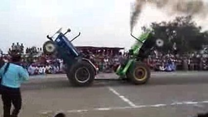 Hahahaha funny tractor race