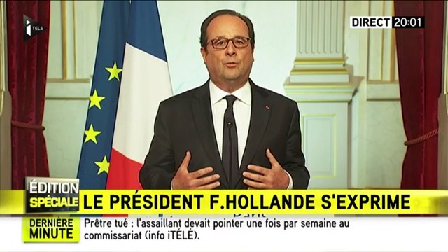 Discours de François Hollande après l'attaque de l'église de Saint-Étienne-du-Rouvray