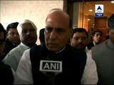 BJP chief Rajnath Singh in Hyderabad today after twin blasts