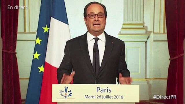 Cette guerre sera longue déclare François Hollande après l'attentat de Saint-Étienne-du-Rouvray