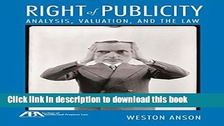 [PDF]  Right of Publicity: Analysis, Valuation and the Law  [Read] Online