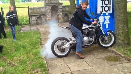 Moron Doing A Burnout Starts A Blaze