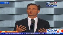 Actor Tony Goldwyn manifiesta su apoyo a la candidata Hillary Clinton durante la Convención Demócrata