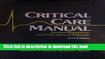 Download Critical Care Manual: Applied Physiology and Principles of Therapy (v. 1) [Read] Full Ebook