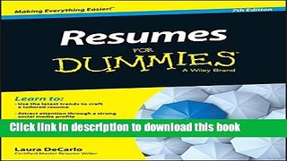 Read Resumes For Dummies E-Book Free