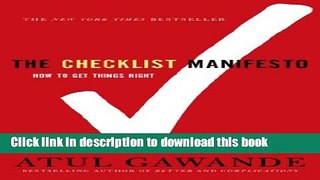Read Books The Checklist Manifesto: How to Get Things Right E-Book Free