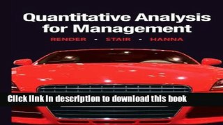 [Read PDF] Quantitative Analysis for Management (11th Edition) Ebook Free