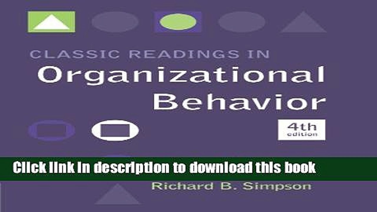 [PDF] Classic Readings in Organizational Behavior  Full EBook